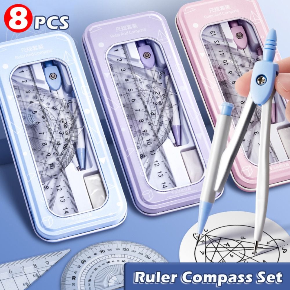 Ruler Set Transparent - طقم مسطرة بلاستيكية 8 قطع/مجموعة مع