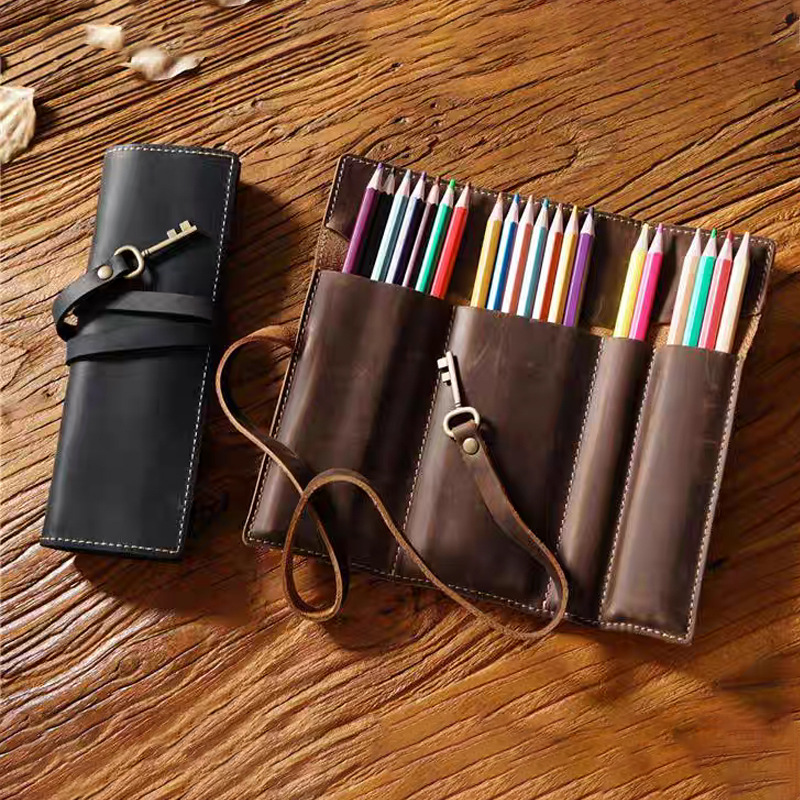 Pen Pouch Roll - حقيبة أقلام جلد PU بتصميم كريزي