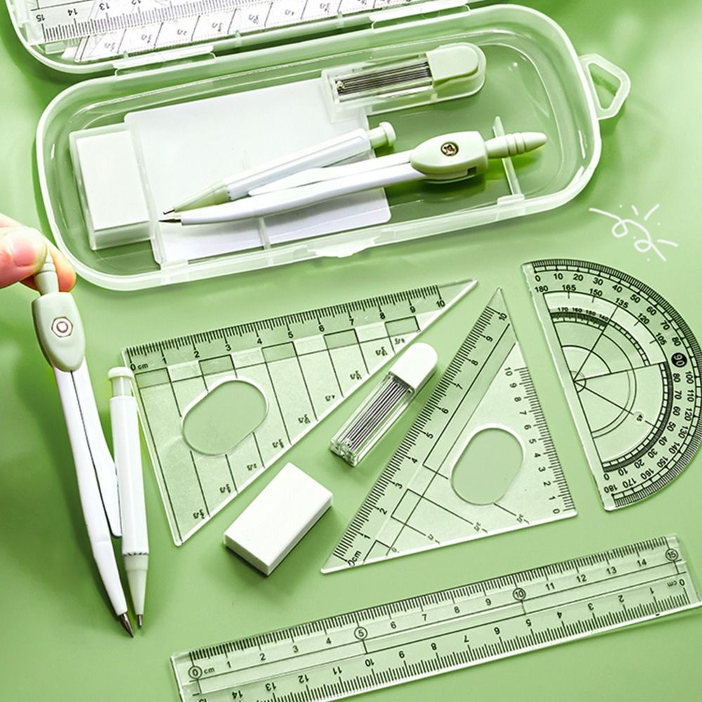 مجموعة أدوات رسم للطلاب مكونة  - مراجعة Ruler Set Transparent وسعره